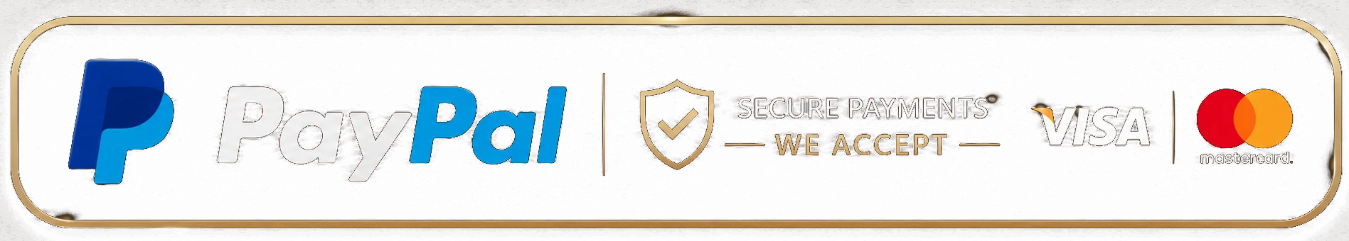 Secure payments accepted via PayPal, Visa and Mastercard