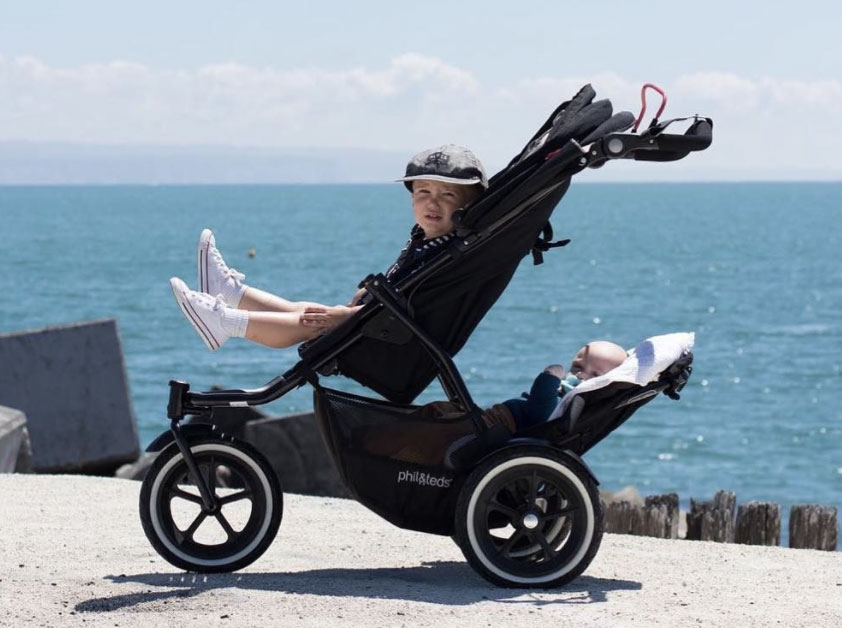 phil&teds stroller on a Bali beach
